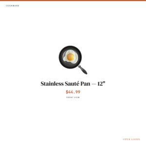 Stainless Sauté Pan — 12" — Front