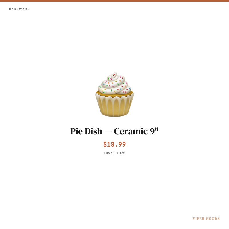 Pie Dish — Ceramic 9" — Front