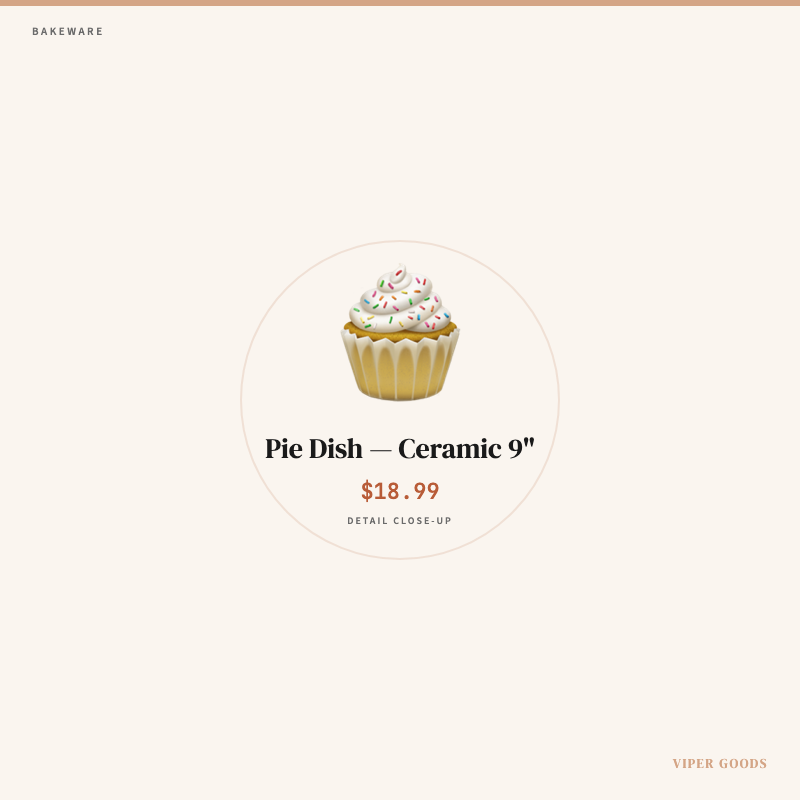 Pie Dish — Ceramic 9" — Detail