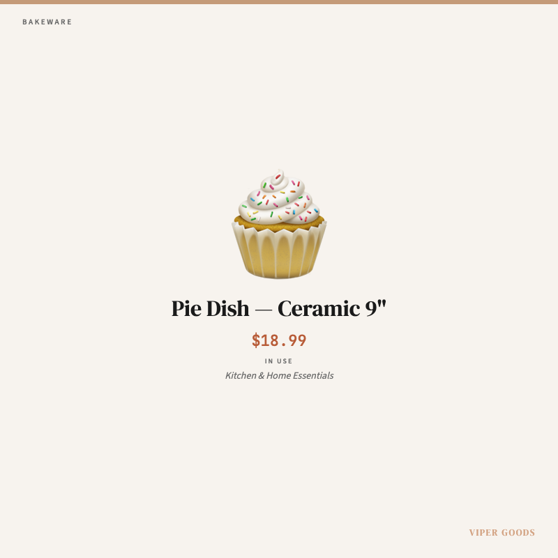 Pie Dish — Ceramic 9" — Lifestyle