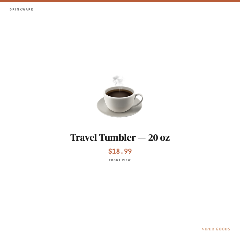 Travel Tumbler — 20 oz — Front