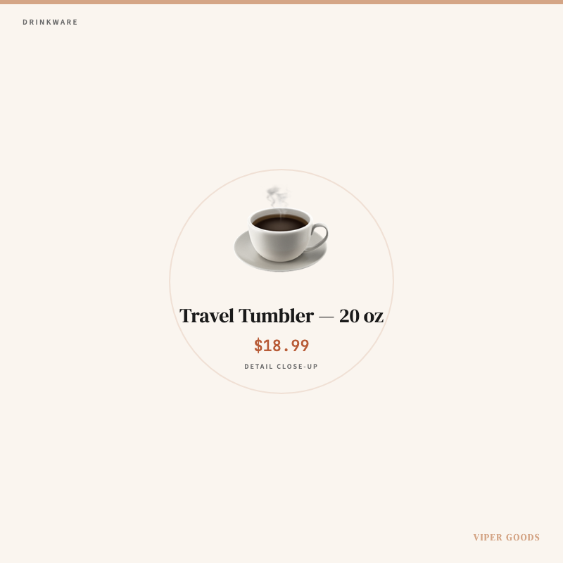 Travel Tumbler — 20 oz — Detail