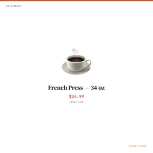 French Press — 34 oz — Front