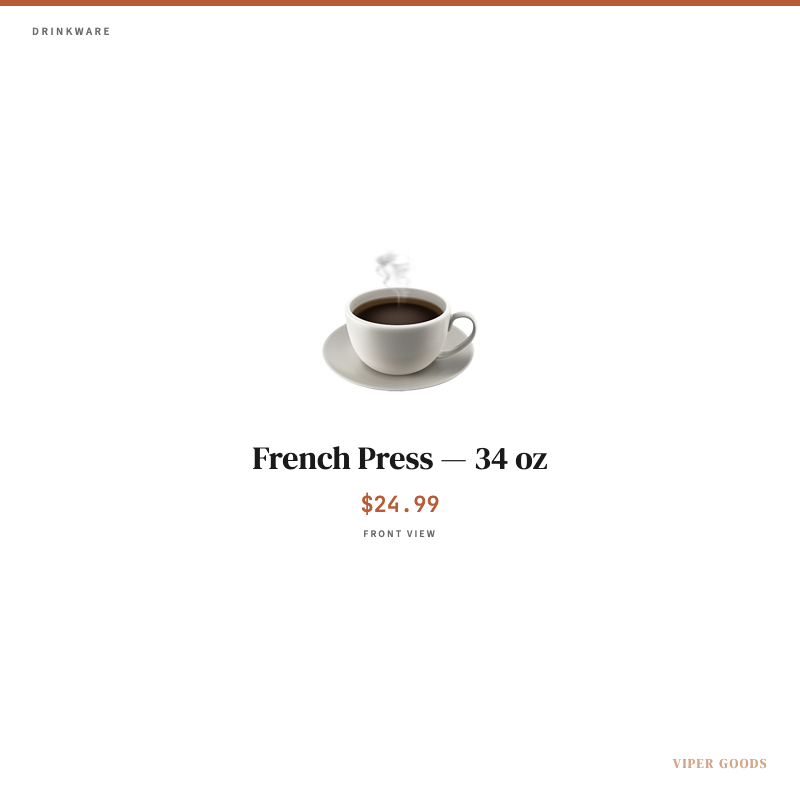 French Press — 34 oz — Front