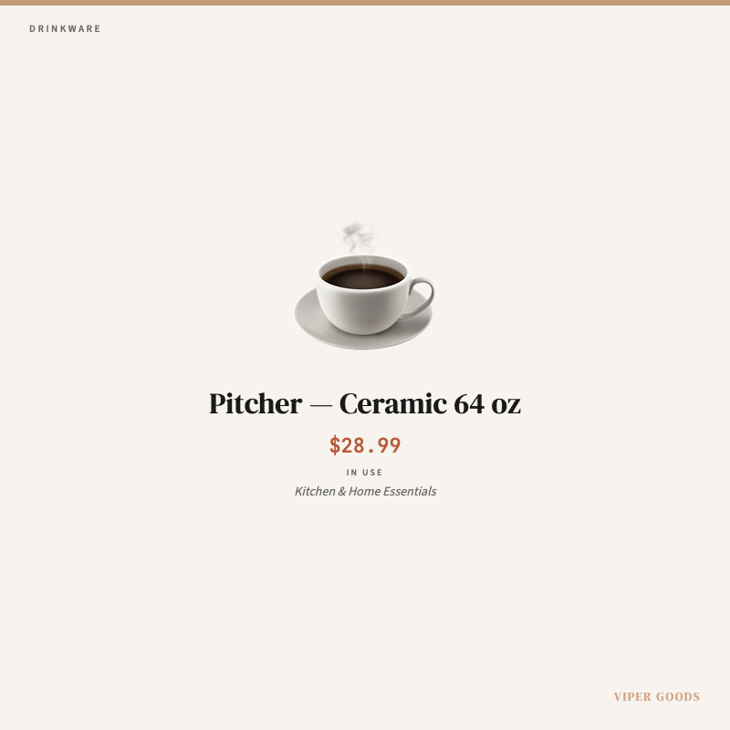 Pitcher — Ceramic 64 oz — Lifestyle