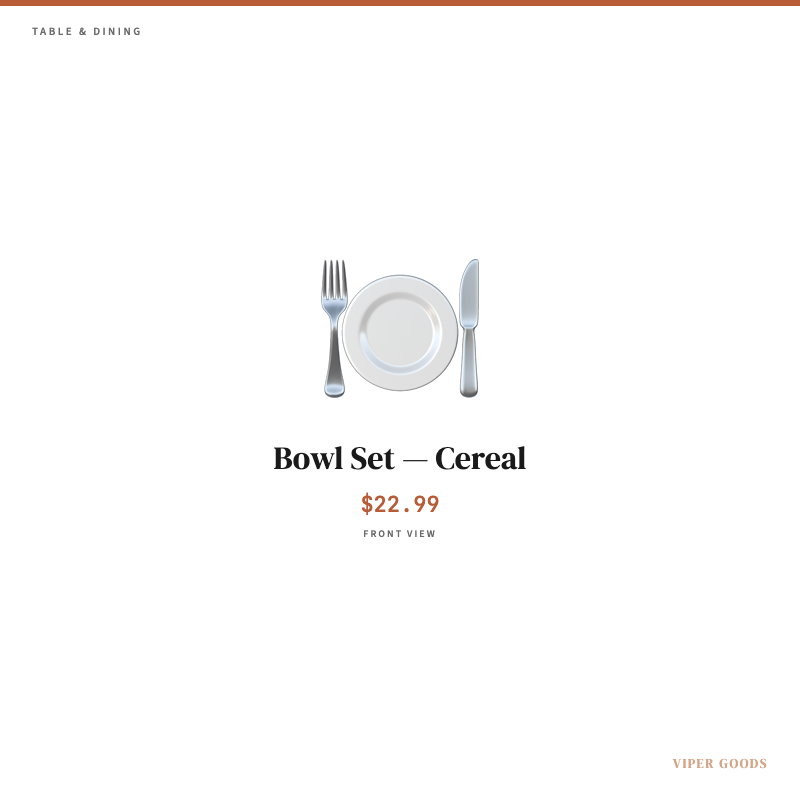 Bowl Set — Cereal — Front