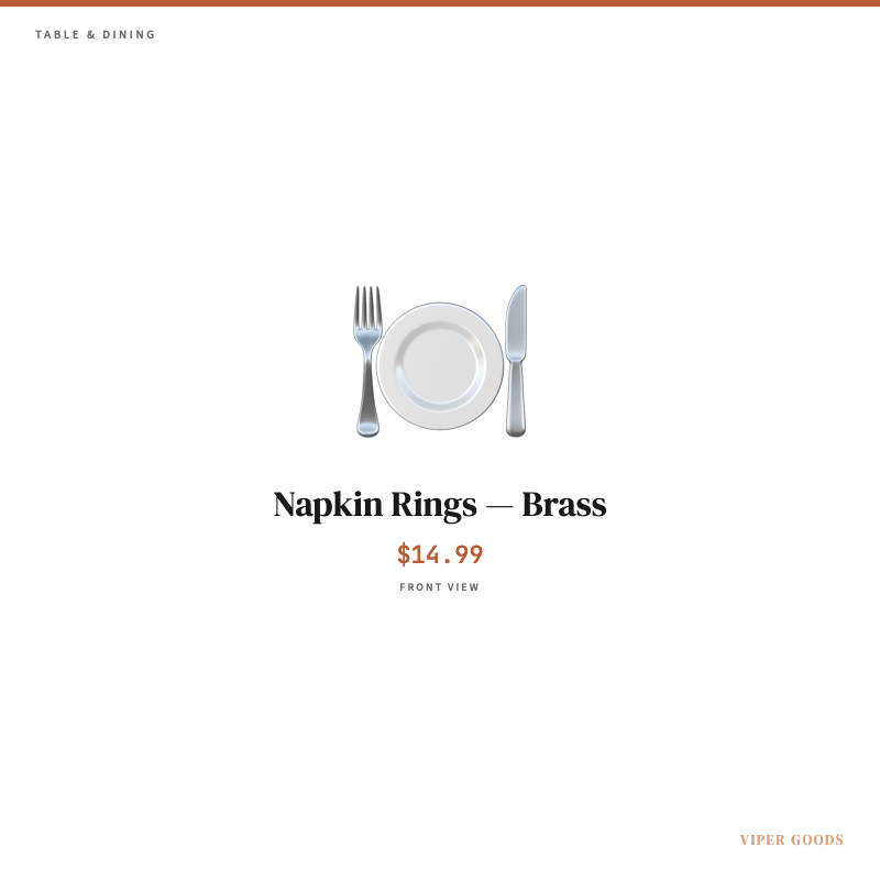 Napkin Rings — Brass — Front