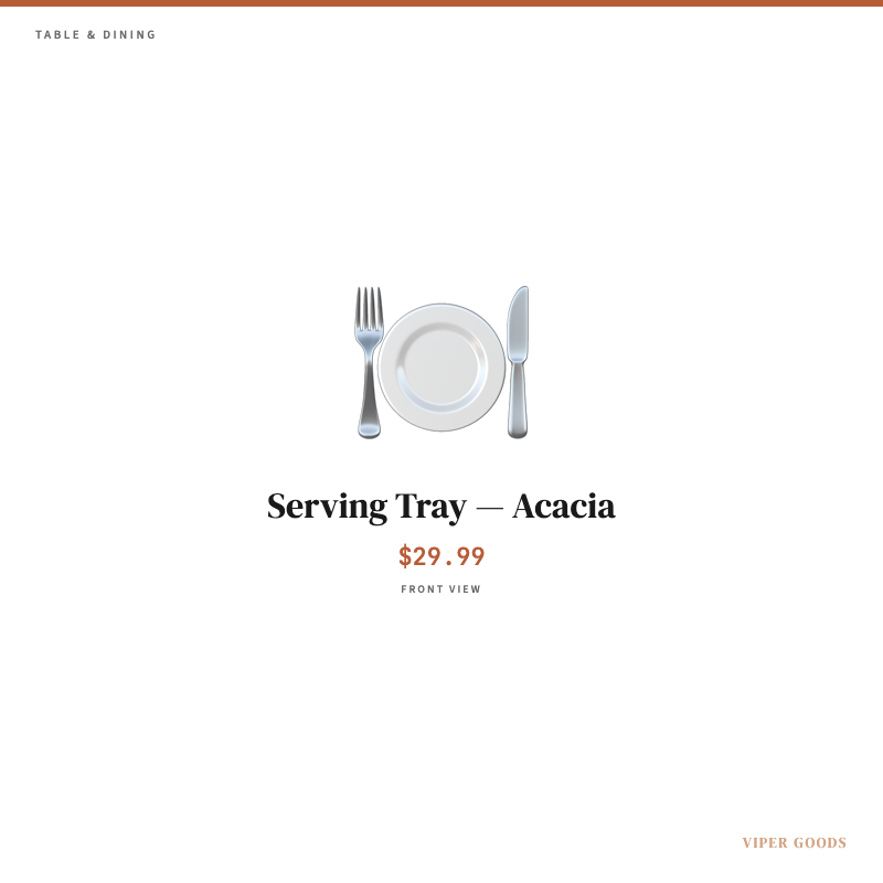 Serving Tray — Acacia — Front
