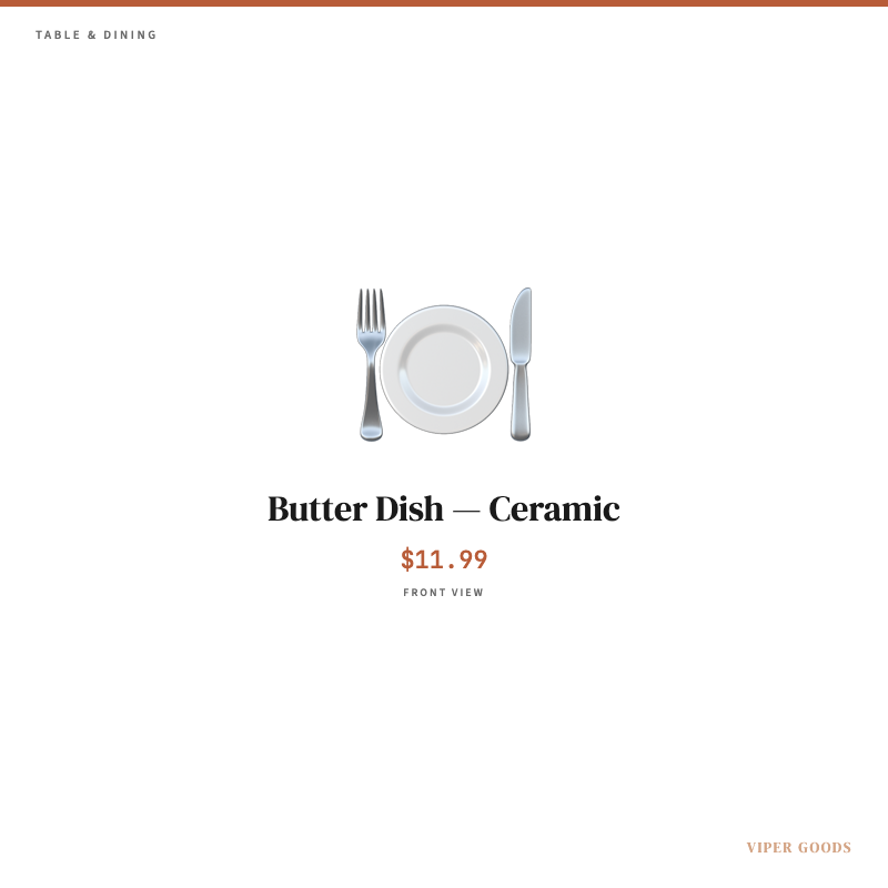 Butter Dish — Ceramic — Front