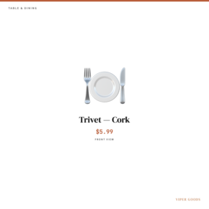 Trivet — Cork — Front