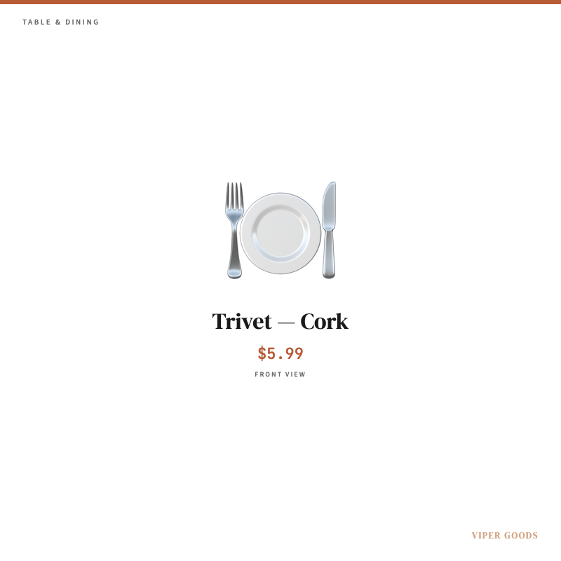 Trivet — Cork — Front