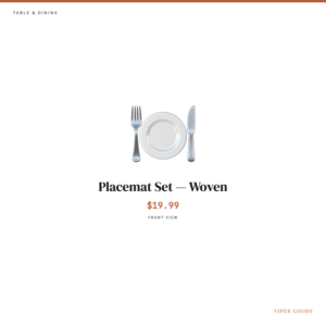 Placemat Set — Woven — Front