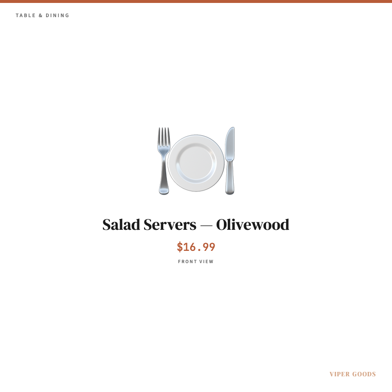 Salad Servers — Olivewood — Front