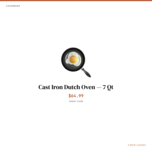 Cast Iron Dutch Oven — 7 Qt — Front