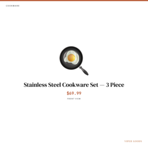 Stainless Steel Cookware Set — 3 Piece — Front