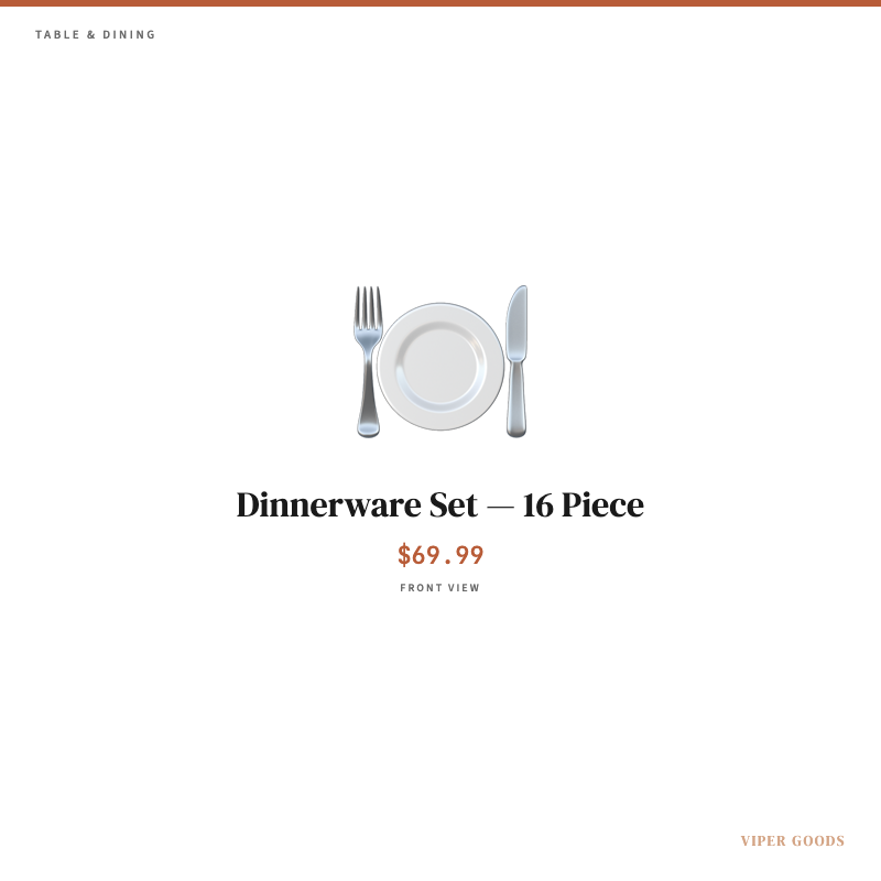 Dinnerware Set — 16 Piece — Front