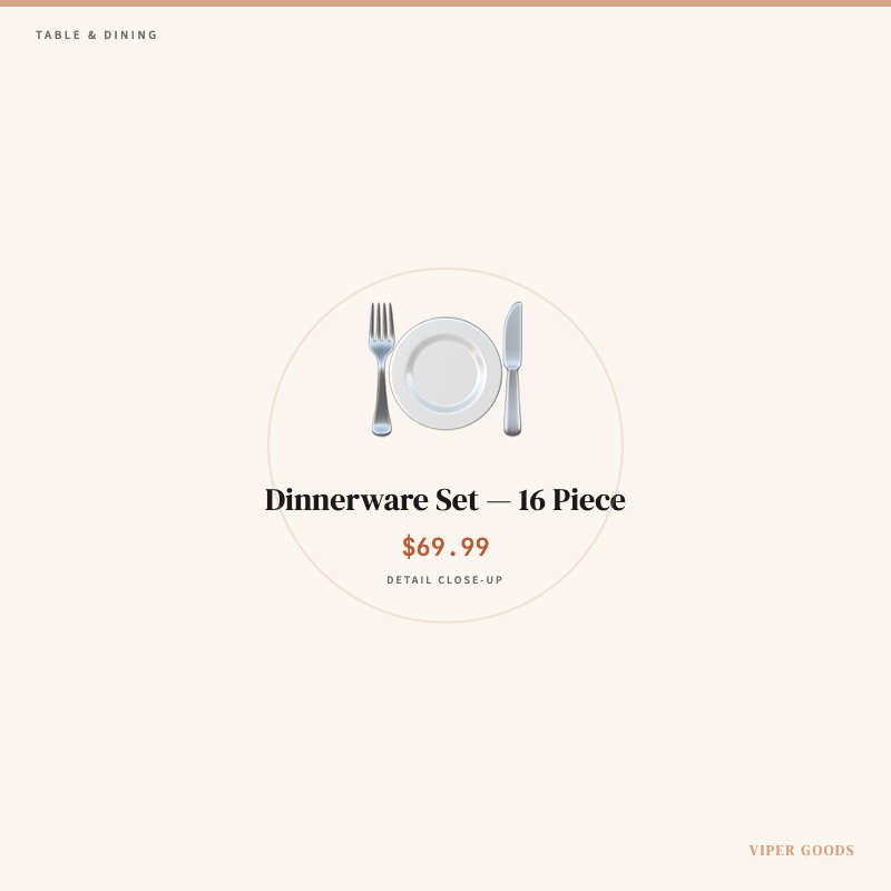 Dinnerware Set — 16 Piece — Detail