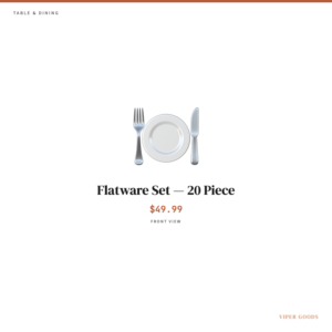 Flatware Set — 20 Piece — Front