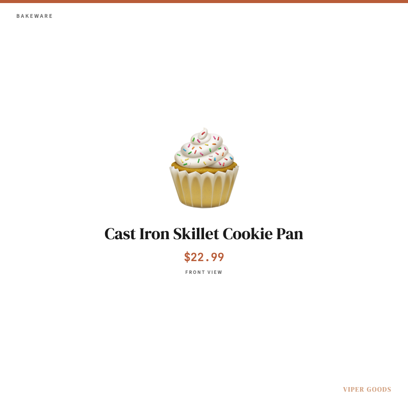 Cast Iron Skillet Cookie Pan — Front