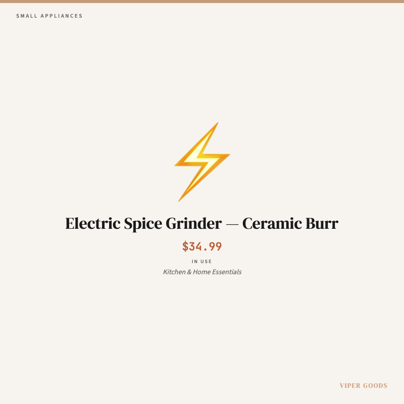 Electric Spice Grinder — Ceramic Burr — Lifestyle