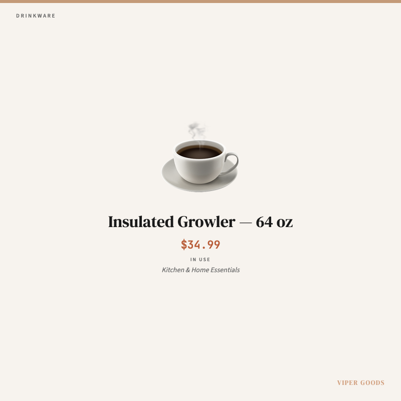 Insulated Growler — 64 oz — Lifestyle